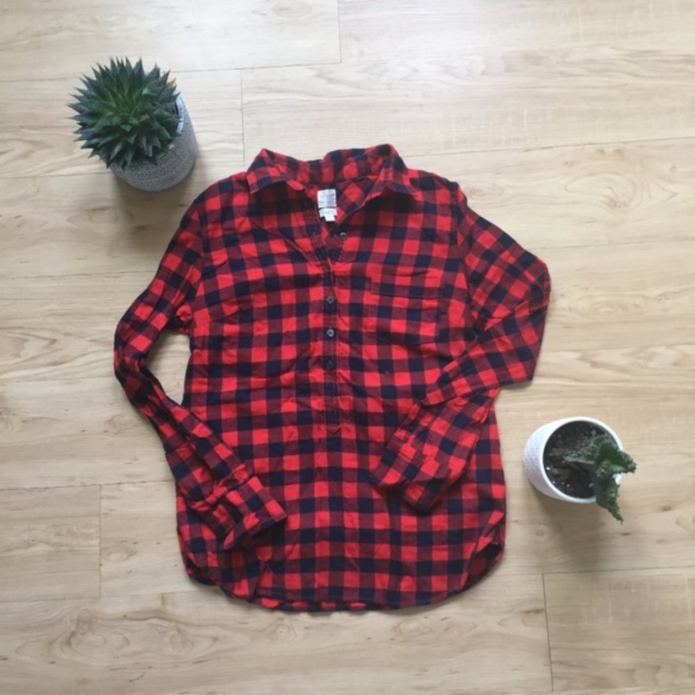 J. Crew Perfect Fit Flannel Buffalo Check Popover - Picture 7 of 7